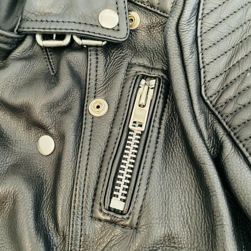 Aje 'Bowie' Black Leather Women's Jacket Black Size 8 Fully Lined Excl Condition - Picture 8 of 12